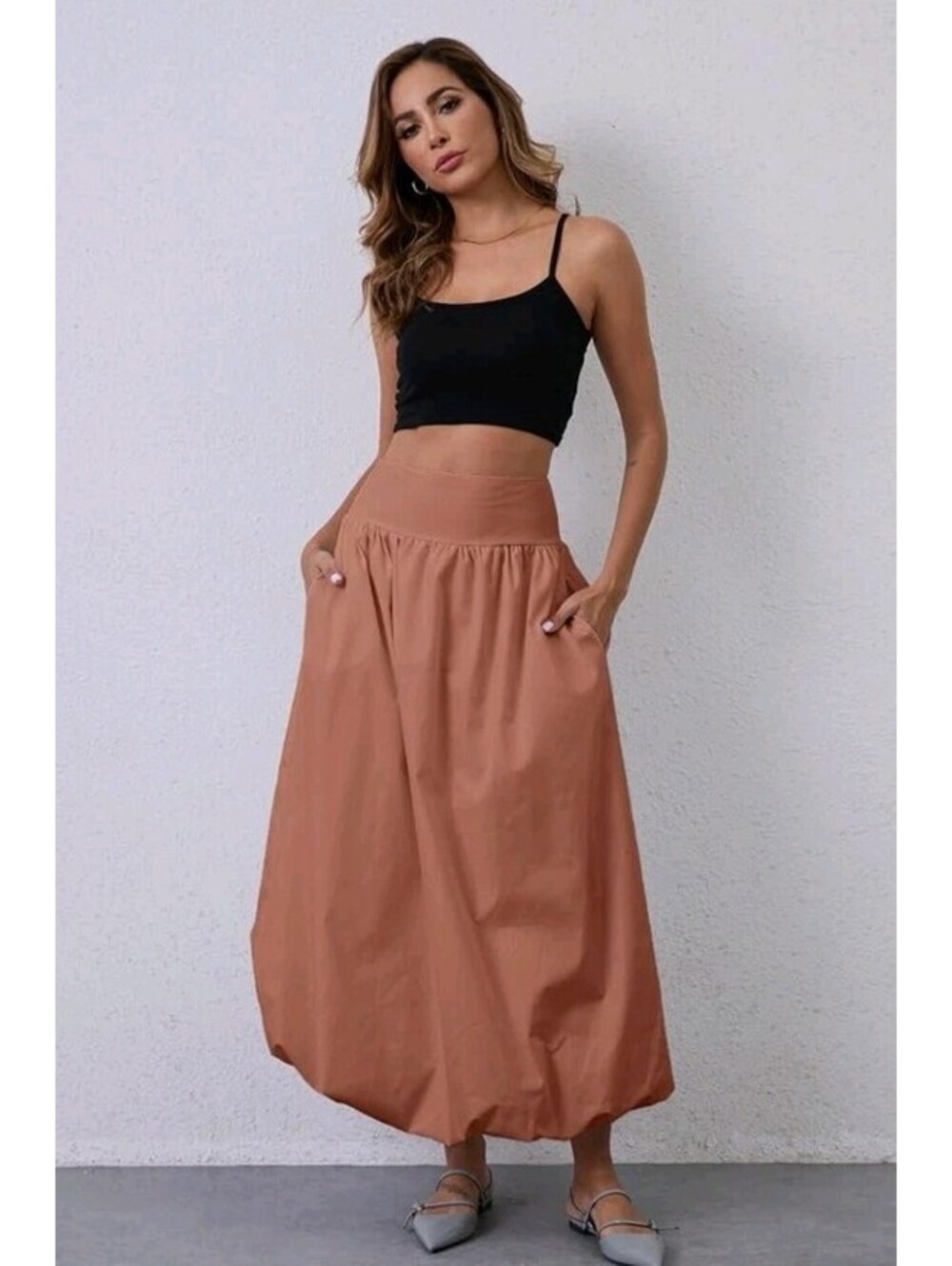Y2K Bubble Maxi Skirts for Women A Line Long Pleated Casual Summer Skirts...